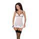 Пеньюар прозрачный с пажами Passion ORIHIME CHEMISE S/M, white, трусики, стрепы