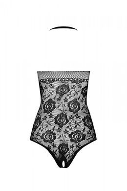 Бодістокінг з імітацією корсетної шнурівки Passion BS094 One Size, black, квітковий візерунок