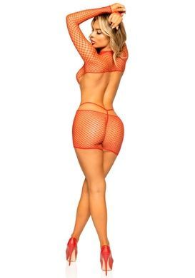 Еротична сукня-сітка з рукавами Leg Avenue One size червона