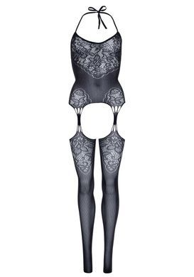 Еротичний бодістокінг Leg Avenue Jacquard net Black, імітація панчіх, відкритий доступ, one size