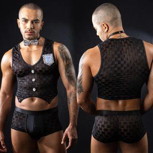 Чоловічий еротичний костюм офіціанта JSY &laquo;Привабливий Михаель&raquo; One Size, топ, труси, метелик