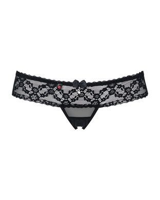 Эротические кружевные трусики танга с доступом Obsessive 837-THC S/M черные