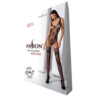 Ажурний бодістокінг з імітацією панчіх Passion BS074 black One size