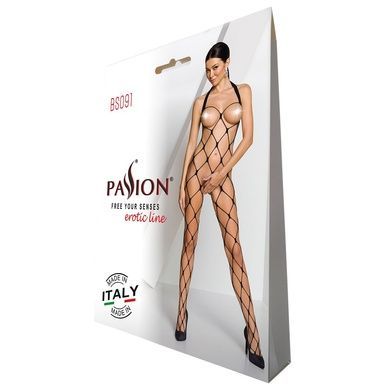 Бодістокінг у дуже велику сітку Passion BS091 black, з доступом One size
