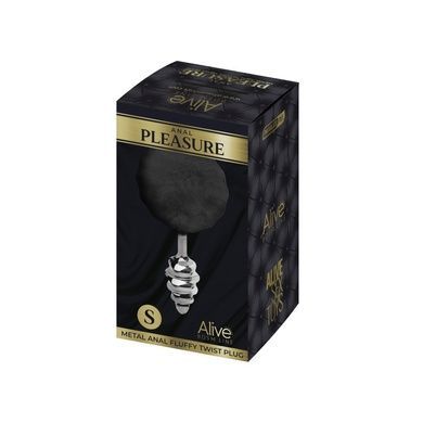 Анальная пробка с хвостом Alive Fluffy Twist Plug S Black SO6307 фото