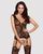 Бодистокинг Obsessive Bodystocking F221 XL/XXL, силуэтный цветочный рисунок, имитация чулок