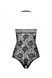Бодістокінг з імітацією корсетної шнурівки Passion BS094 One Size, black, квітковий візерунок