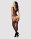 Бодистокинг Obsessive Bodystocking F221 XL/XXL, силуэтный цветочный рисунок, имитация чулок