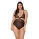 Боди Passion AMBERLY BODY 6XL/7XL black, ассиметричный крой, кружевной лиф, золотая нить