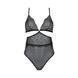 Боди Passion AMBERLY BODY 6XL/7XL black, ассиметричный крой, кружевной лиф, золотая нить