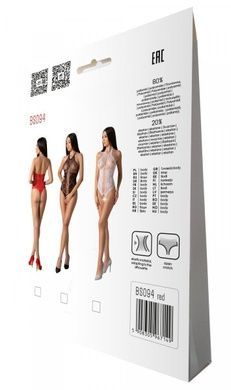 Бодистокинг с имитацией корсетной шнуровки Passion BS094 One Size, red, цветочный узор, с доступом