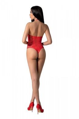 Бодистокинг с имитацией корсетной шнуровки Passion BS094 One Size, red, цветочный узор, с доступом