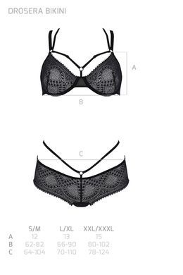 Комплект Passion DROSERA BIKINI black, L/XL, бюстгальтер и трусики-кюлоты