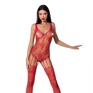 Ажурний бодістокінг з імітацією панчіх Passion BS074 red One size