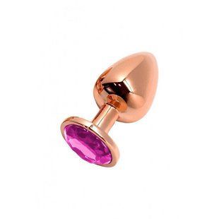 Анальна пробка Wooomy Tralalo Rose Gold Metal Plug Magenta S SO7429 фото