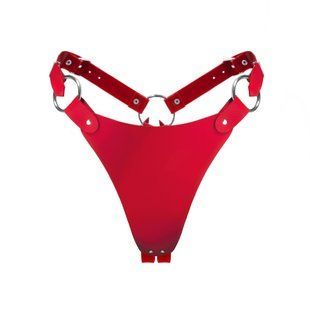 Сексуальні жіночі трусики з натуральної шкіри Feral Feelings String Bikini One Size червоні