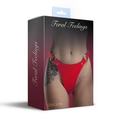 Сексуальні жіночі трусики з натуральної шкіри Feral Feelings String Bikini One Size червоні