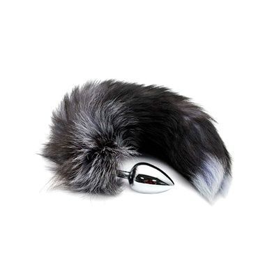 Анальная пробка с хвостом Alive Black And White Fox Tail L SO6323 фото