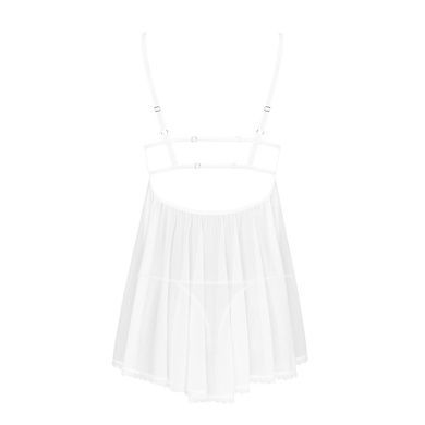 Пеньюар і трусики Obsessive Heavenlly babydoll & thong M/L білий