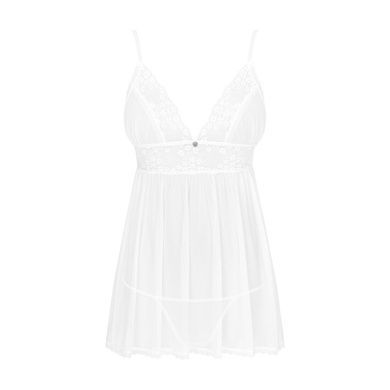 Пеньюар і трусики Obsessive Heavenlly babydoll & thong M/L білий