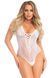 Мереживне боді Leg Avenue Floral lace thong teddy White, шнурівка на грудях, one size