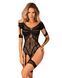 Нейлоновый бодистокинг с имитацией гартер Obsessive Bodystocking G334 S/M/L, black, с доступом