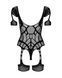 Нейлоновый бодистокинг с имитацией гартер Obsessive Bodystocking G334 S/M/L, black, с доступом