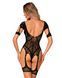 Нейлоновый бодистокинг с имитацией гартер Obsessive Bodystocking G334 S/M/L, black, с доступом