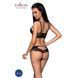 Комплект из эко-кожи с кружевом Passion LOONA SET L/XL, black, бра и трусики