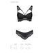 Комплект из эко-кожи с кружевом Passion LOONA SET L/XL, black, бра и трусики