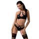 Комплект белья Passion Exclusive NAVEL SET XXL/XXXL, black, трусики и лиф с элементами под латекс
