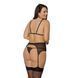 Корсет с пажами Passion AMBERLY CORSET 4XL/5XL, black, ассиметричный крой, кружева, стринги