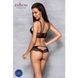 Комплект из эко-кожи с кружевом Passion LOONA SET L/XL, black, бра и трусики