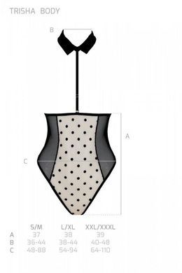 Эротическое боди Passion TRISHA BODY, XXL/XXXL, beige, с открытыми чашками