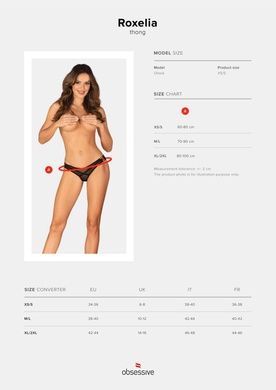Прозорі еротичні жіночі трусики Obsessive Roxelia thong XS/S чорні