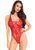Кружевное боди Leg Avenue Floral lace thong teddy Red, шнуровка на груди, one size