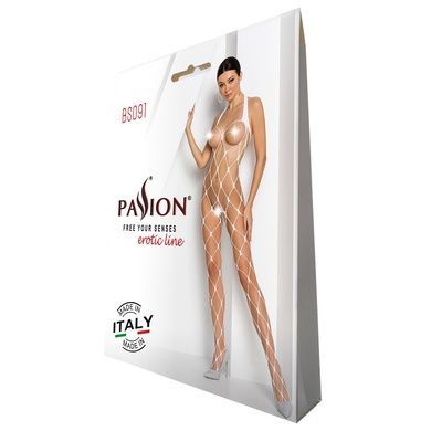 Бодістокінг у дуже велику сітку Passion BS091 white, з доступом One size