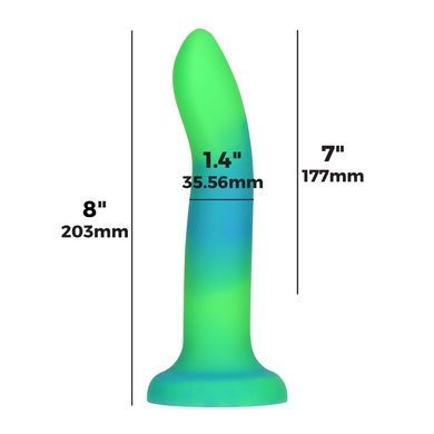 Фалоімітатор що світиться в темряві ADDICTION Rave 8 Dildo Blue Green SO6849 фото