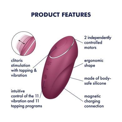 Вібростимулятор пульсатор Satisfyer Tap & Climax 1 Red SX0566 фото