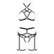 Комплект білизни Passion Exclusive MORGAN SET OpenBra L/XL, black, стрепи, трусики, ліф, пояс