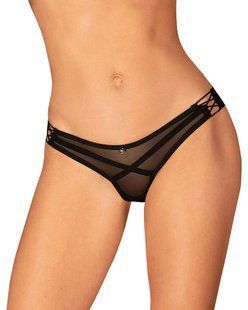 Прозорі еротичні жіночі трусики Obsessive Roxelia thong M/L чорні