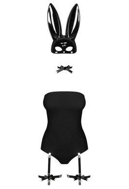 Эротический костюм кролика Obsessive Bunny costume L/XL, black, боди, чокер, гартеры, чулки, маска