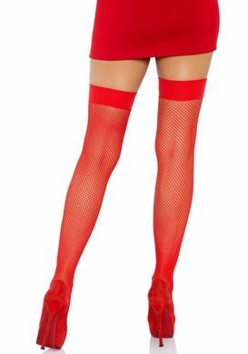 Чулки-сетка с атласным бантиком Leg Avenue Fishnet Thigh Highs With Bow Red, one size