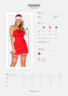 Пеньюар Obsessive Kissmas chemise red L/XL