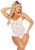 Боди Leg Avenue Lace Floral Lace Halter Teddy with Flutter Accent One Size, White