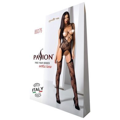 Откровенный бодистокинг с глубоким декольте Passion BS075 black One size