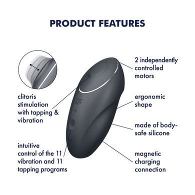 Вибростимулятор пульсатор Satisfyer Tap & Climax 1 Grey SX0567 фото