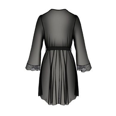 Сексуальный прозрачный халатик пеньюар с кружевными вставками Passion Amberly 4XL/5XL черный