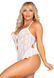 Боди Leg Avenue Lace Floral Lace Halter Teddy with Flutter Accent One Size, White