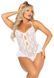 Боди Leg Avenue Lace Floral Lace Halter Teddy with Flutter Accent One Size, White